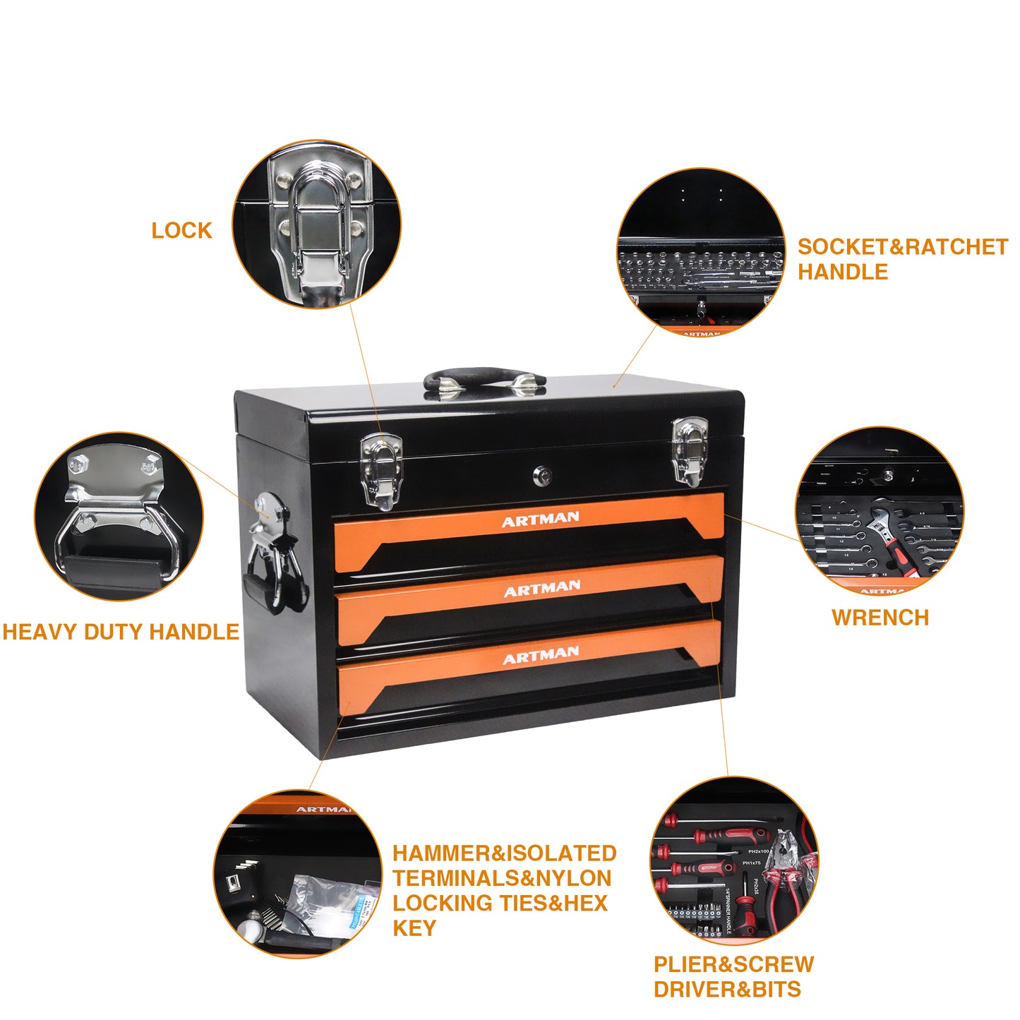 Bright Orange Tool Box Kit