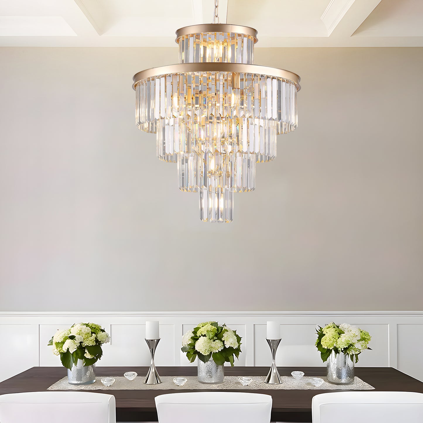 Radiant Gold Crystal Chandelier