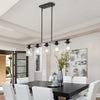 Stylish Black Chandelier with Clear Glass Shades