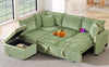 Cozy Green Convertible Sofa Bed with Storage & USB Charging