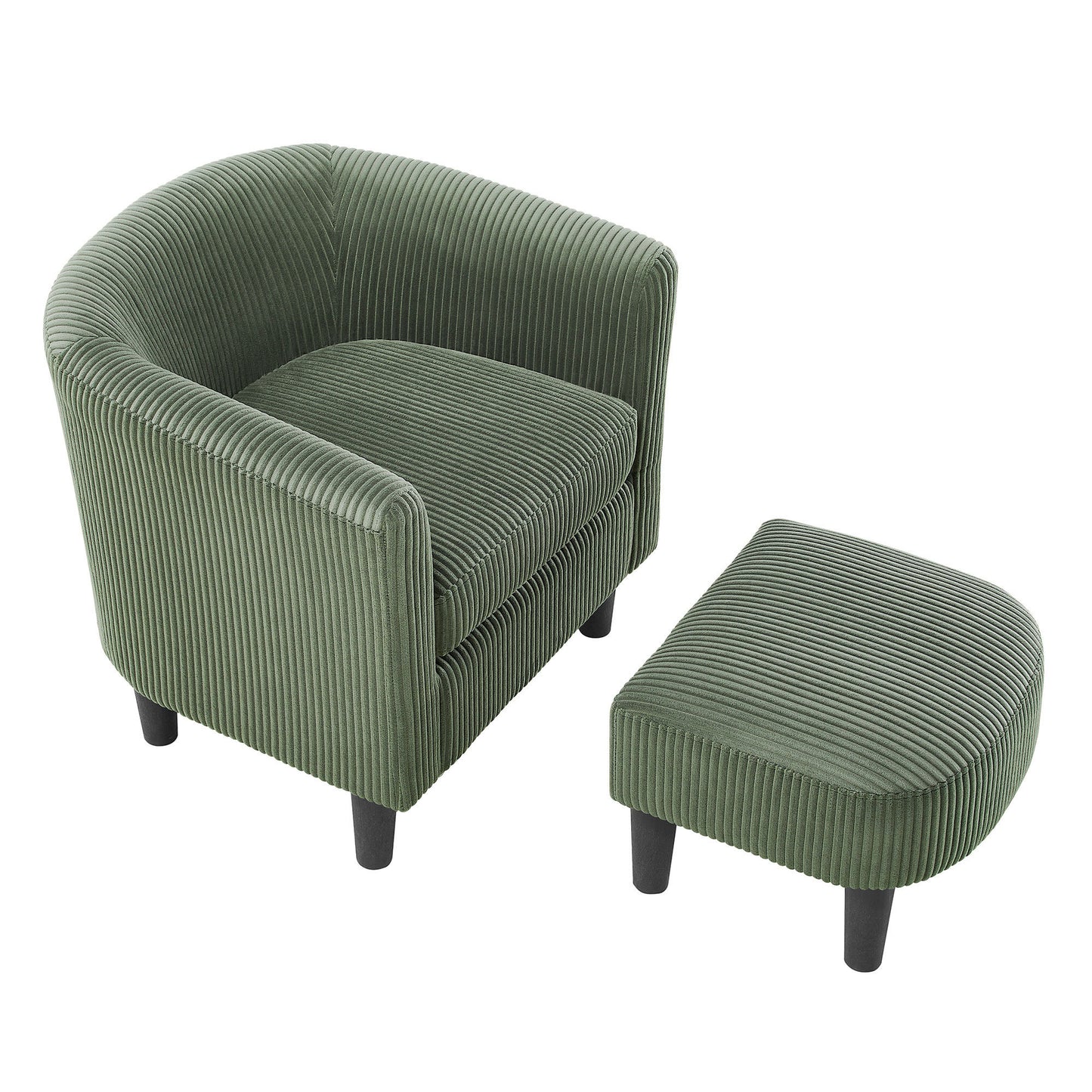 Chic Corduroy Accent Chair with Ottoman – Cozy Comfort for Any Space