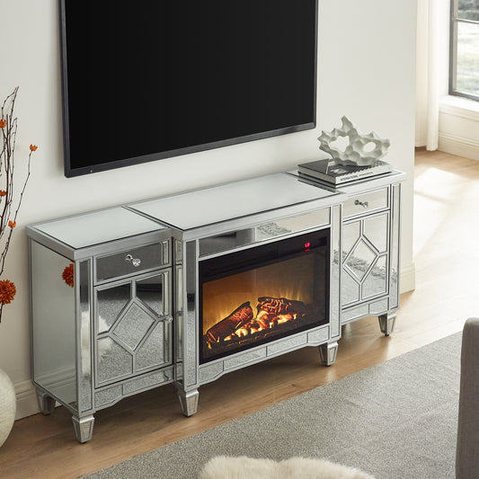 Flash Silver TV Fireplace Cabinet