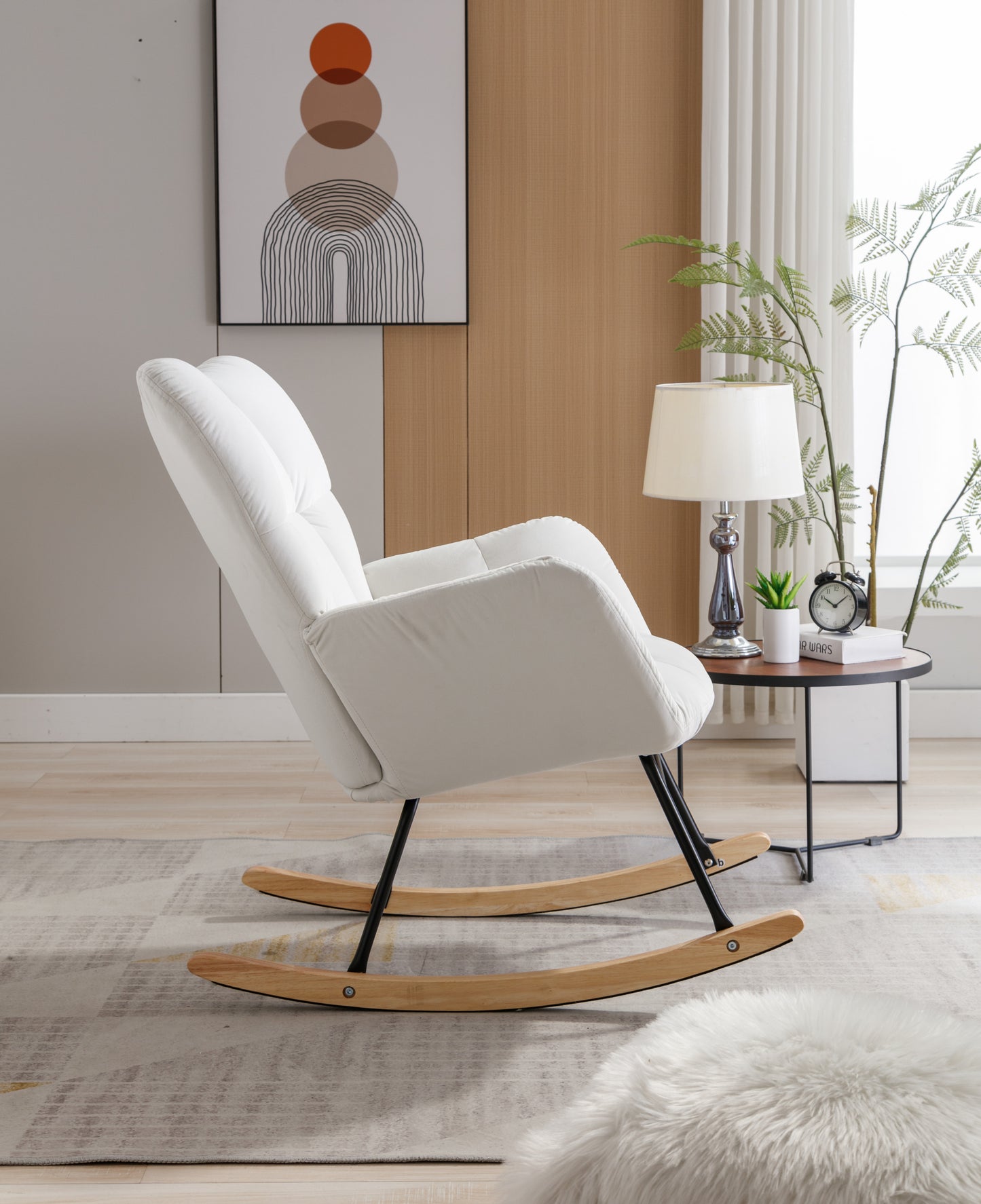 Velvet Mid-Century Rocking Chair - Cozy & Chic for Your Space