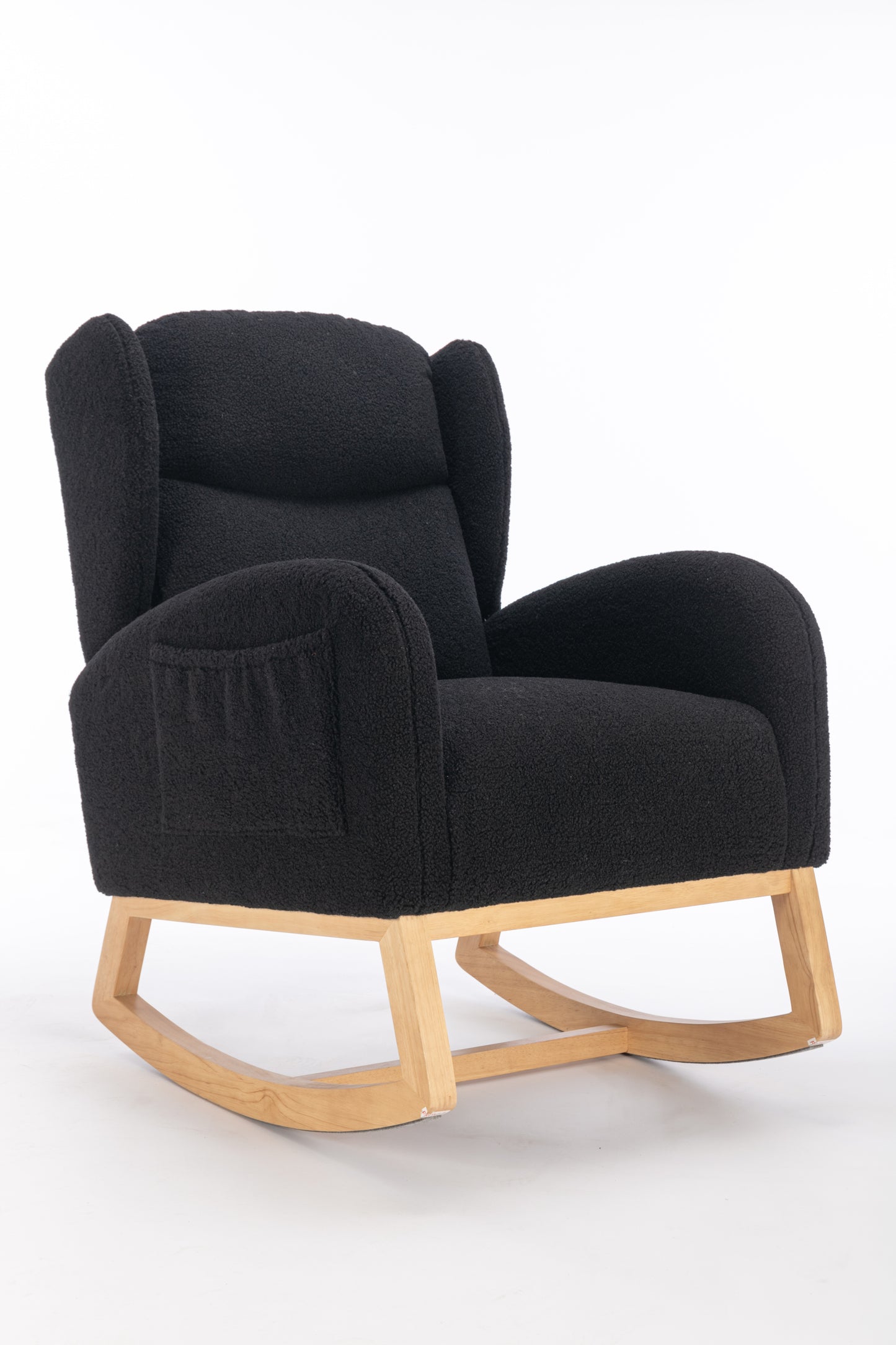 Cozy Teddy Rocking Chair with Stylish Wood Legs