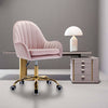 Chic Pink Velvet Office Chair with Gold Accents