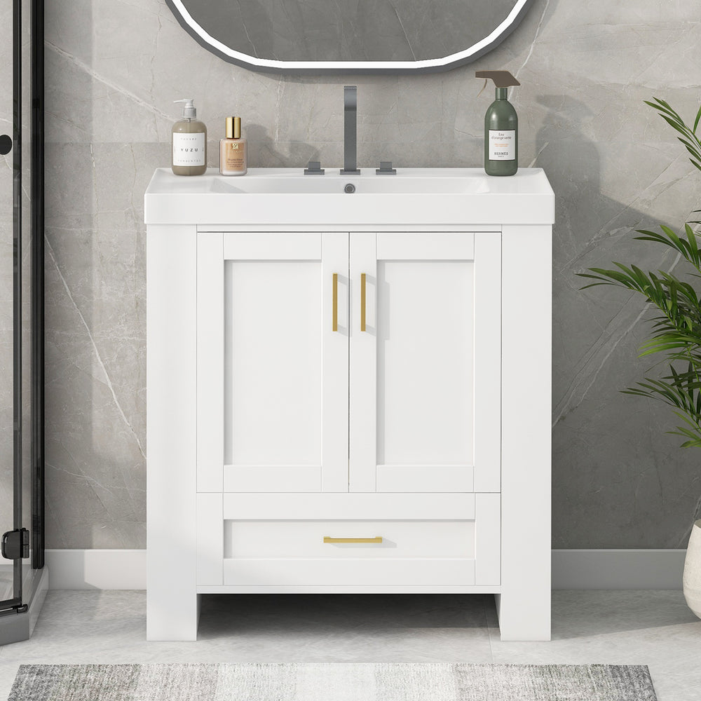 Sleek Modern Double-Shelf Bathroom Vanity with Sink