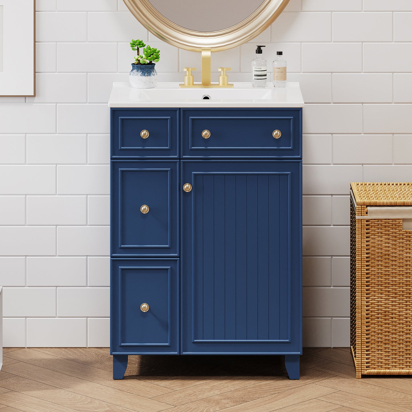 Chic Compact Bathroom Vanity with Sink and Storage