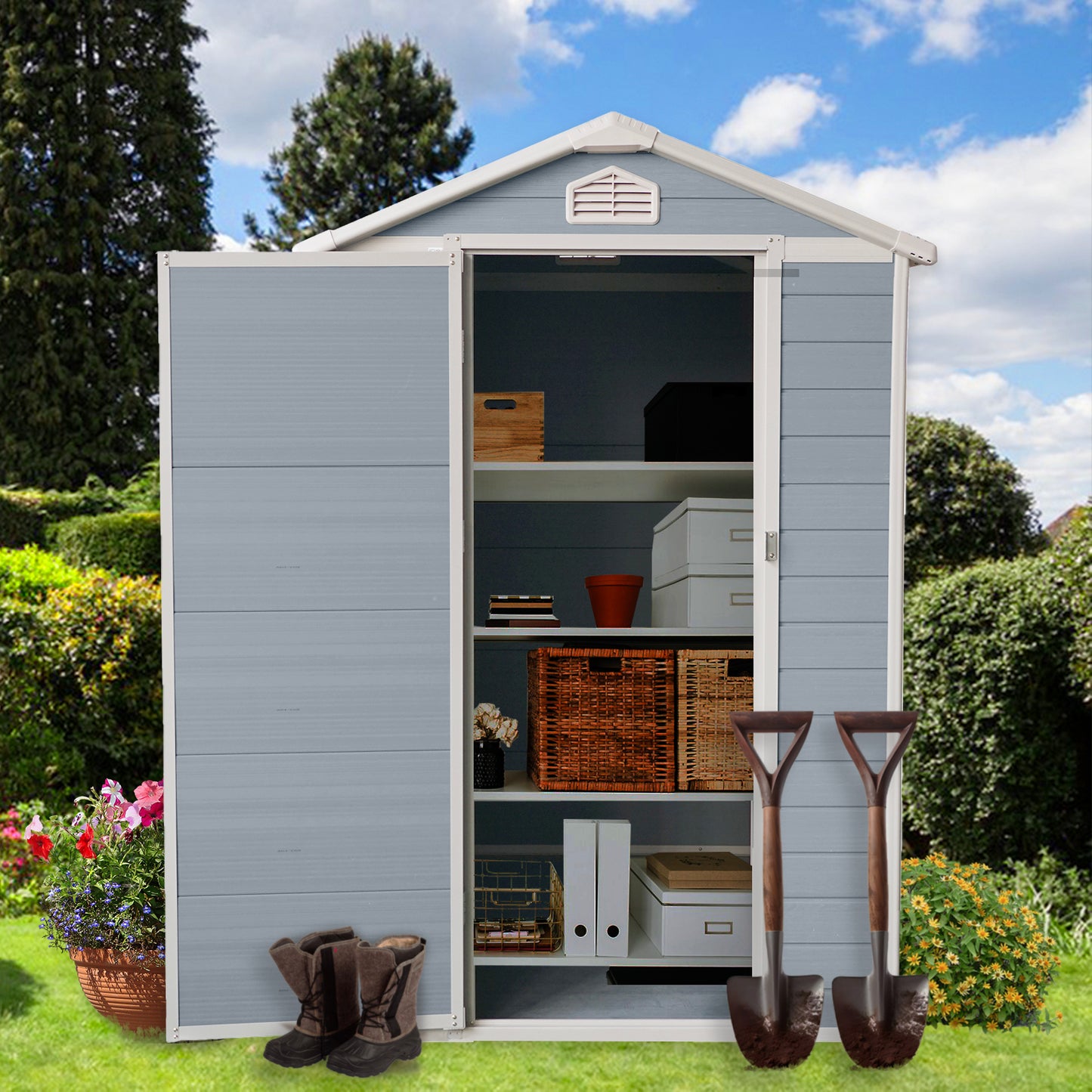 Outdoor Resin Storage Shed - Lockable and Ready for Your Yard!