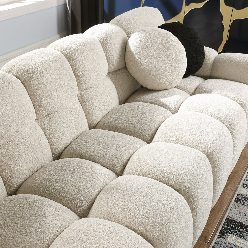 Cozy Beige Boucle Marshmallow Sofa for Two