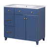 Navy Elegance Bathroom Vanity with Soft-Close Doors and Resin Sink