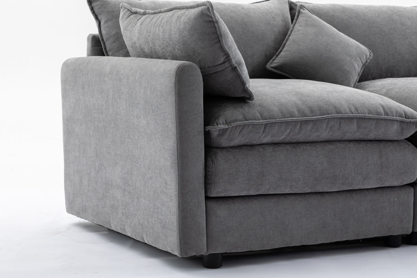 Chic Modular L-Shaped Sofa with Ottoman