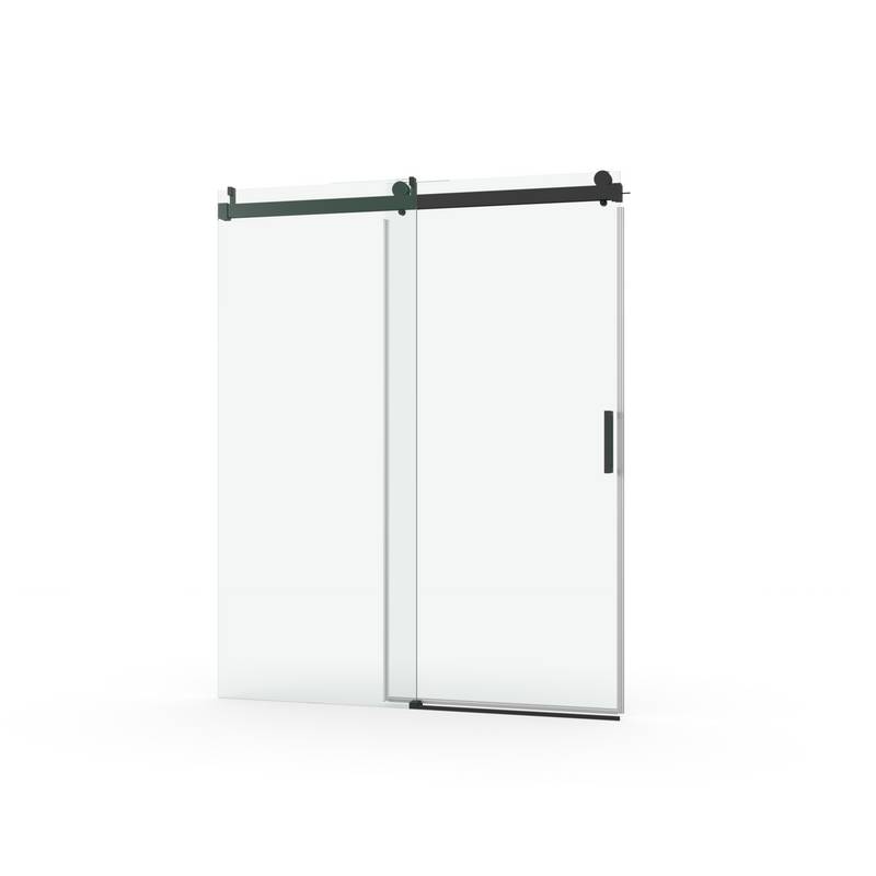 Sleek Matte Black Sliding Shower Door with Soft-Close Tempered Glass