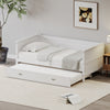 Space-Saving White Twin Daybed with Trundle for Kids & Teens