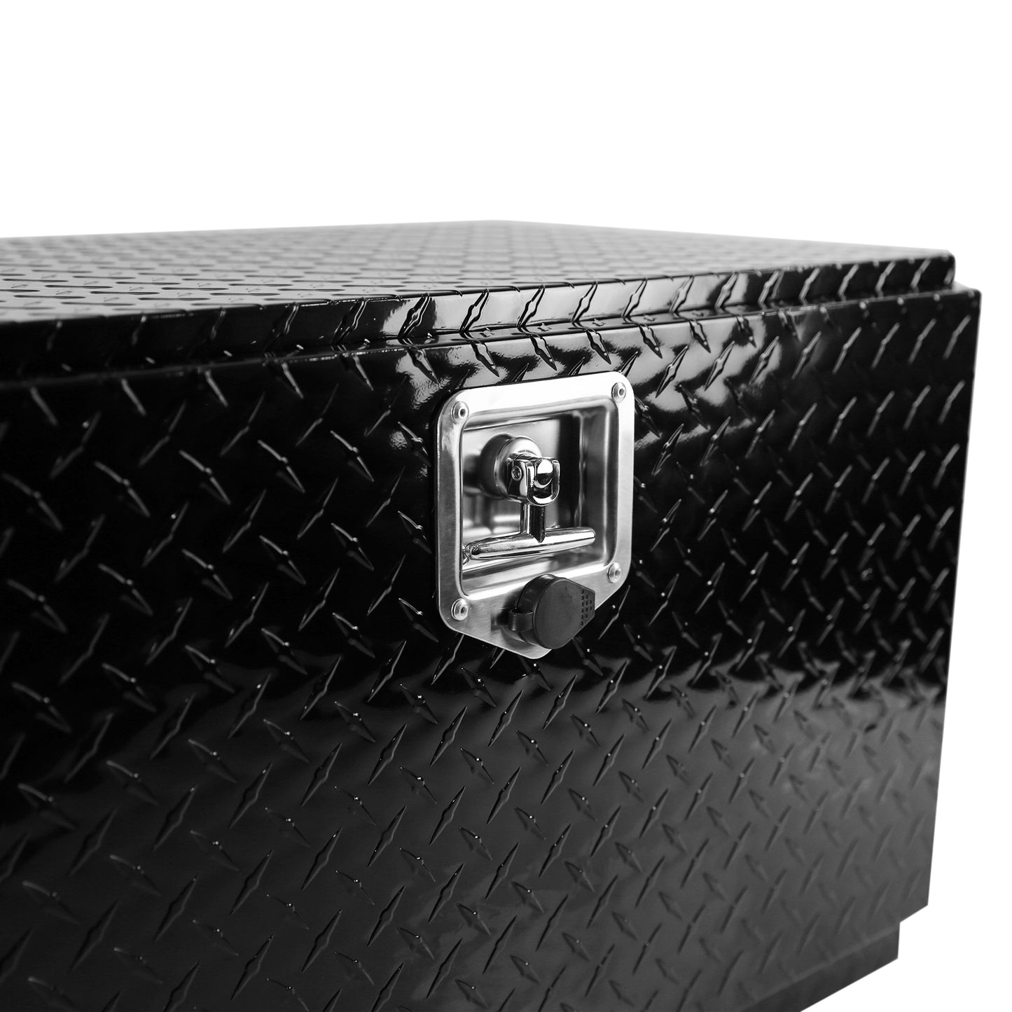 Sturdy Black Aluminum Toolbox for Trucks & Trailers - Waterproof & Secure Storage