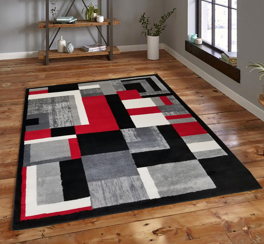 Cozy Black-Grey Living Room Rug