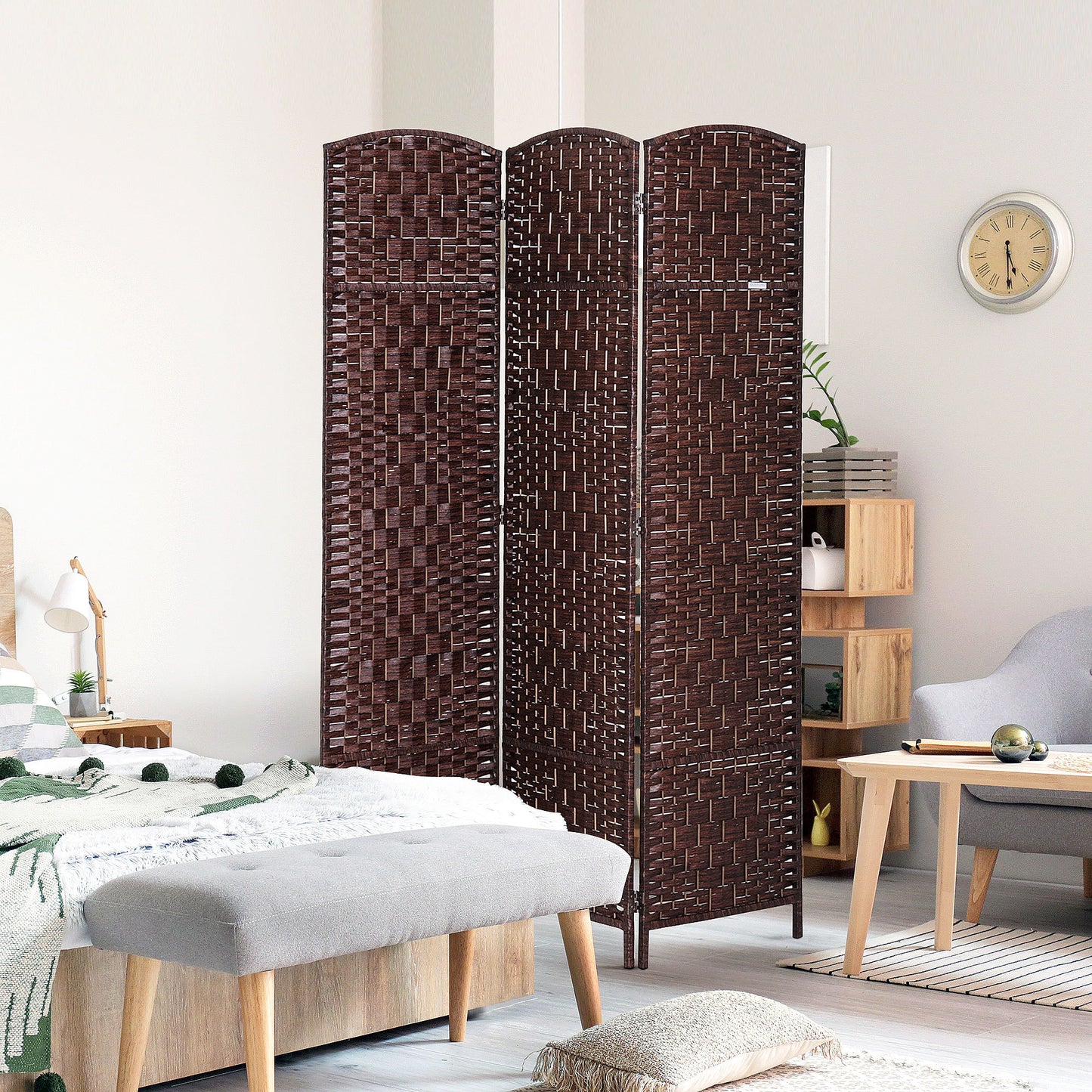 Cozy Brown Wicker Room Divider