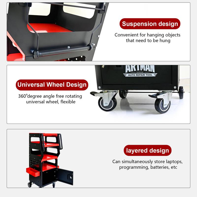 Smart Diagnostic Trolley - Black & Red