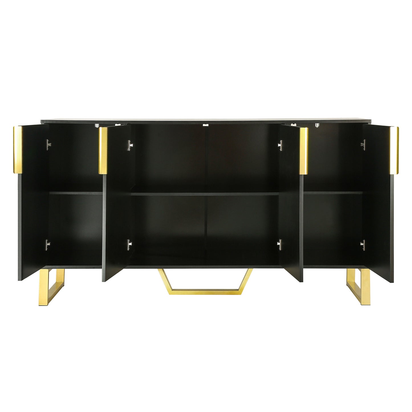 Sleek Black Modern Sideboard with Adjustable Shelves