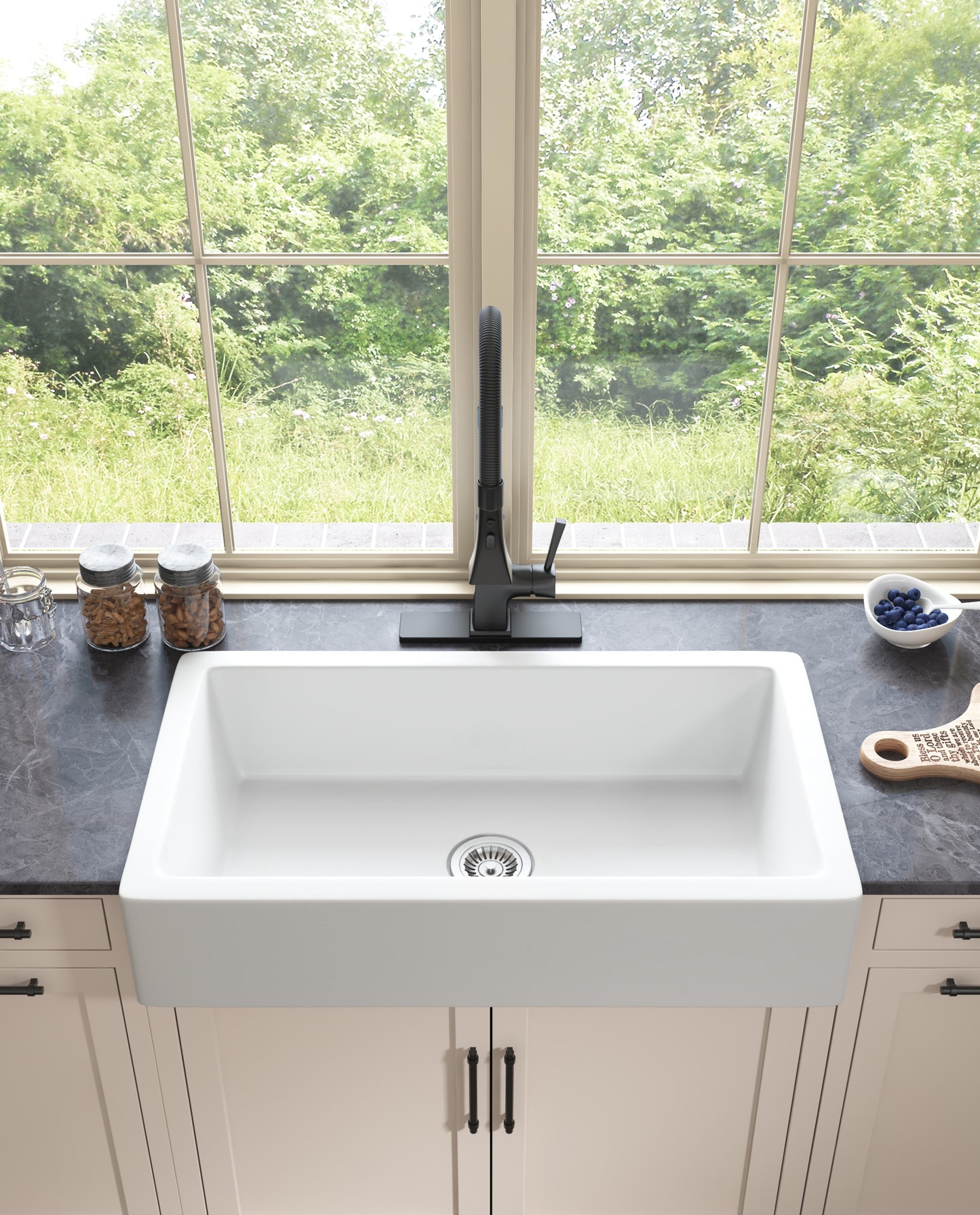 Charming Farmhouse White Ceramic Sink