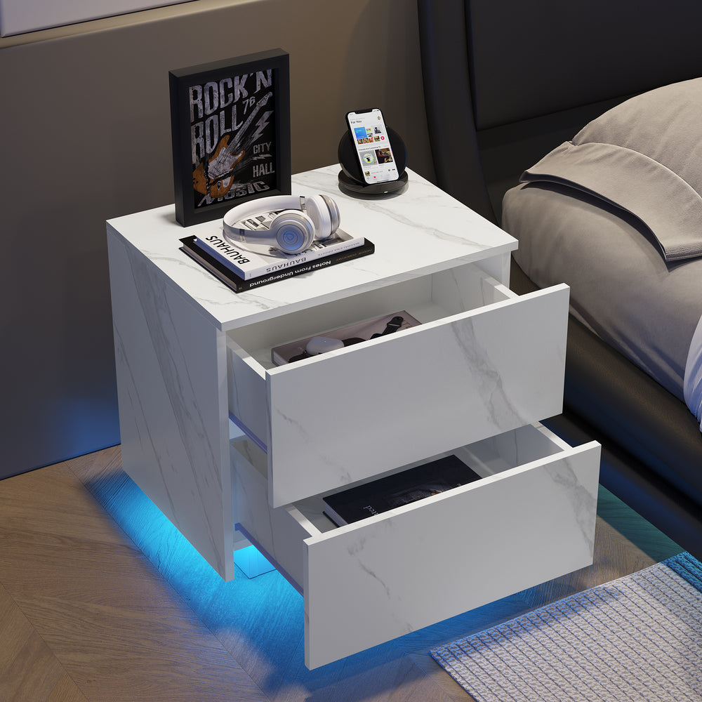 Shining White Nightstands with Drawers