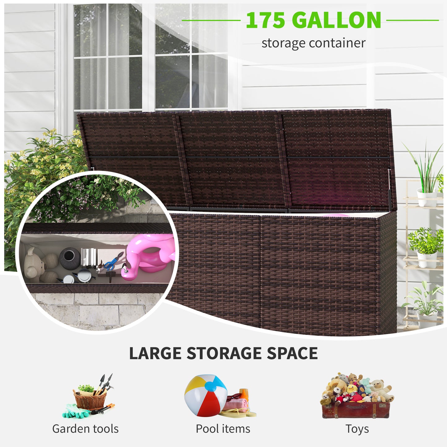 Outsunny Cozy Rattan Storage Chest - Perfect for Patio & Pool!