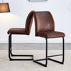 Chic Duo: Suede Cushioned Brown Chairs with Stylish Metal Legs