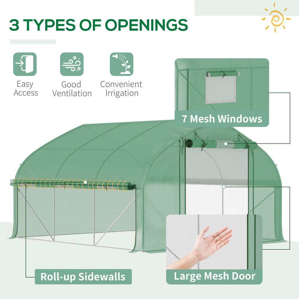 EcoGrow Walk-In Tunnel Greenhouse with Zippered Door & Ventilated Windows