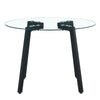 Chic Round Glass Dining Table with Black Metal Legs