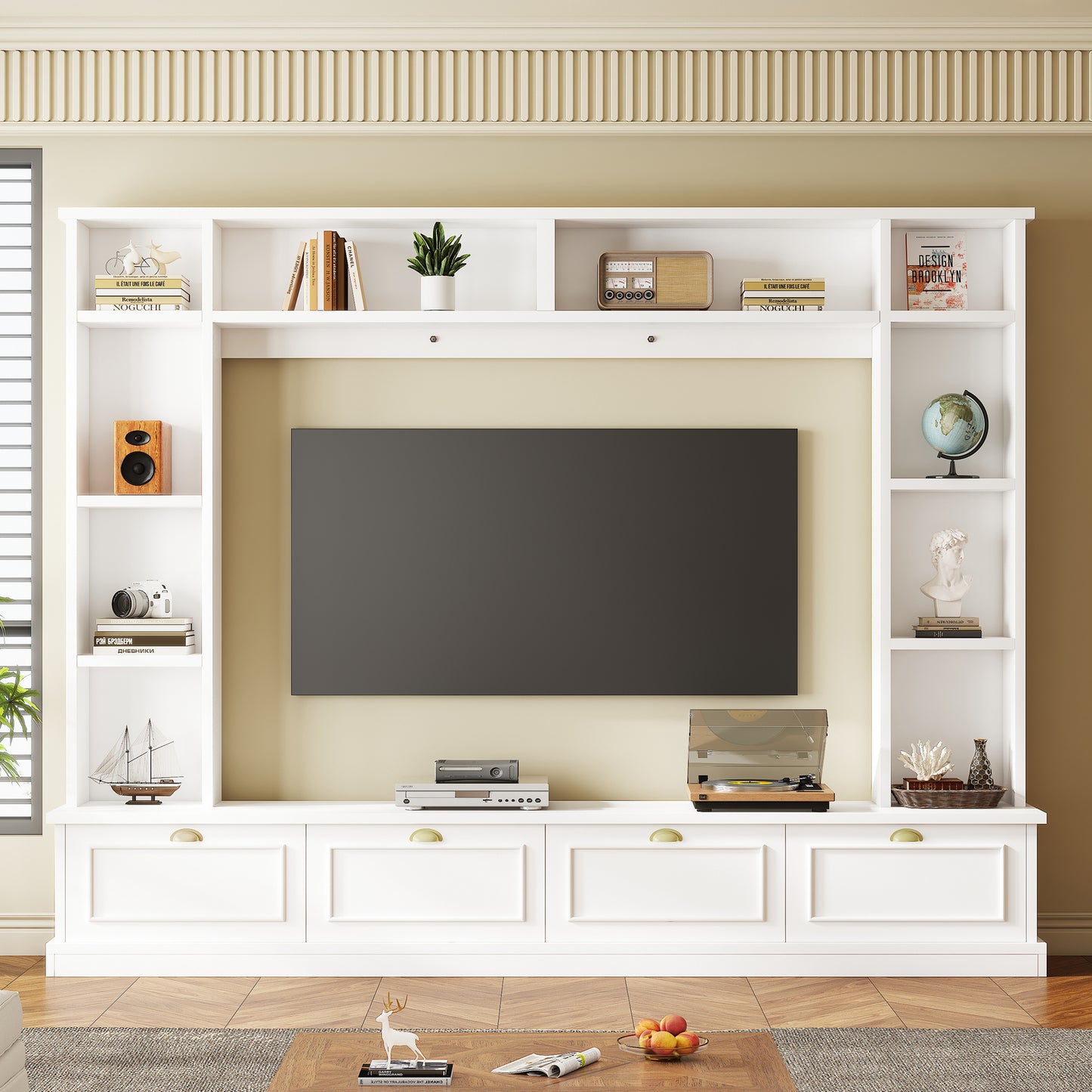 Sleek Modern Entertainment Center with Bookshelves