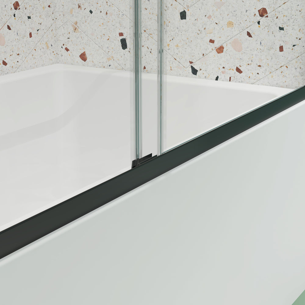 Sleek Bypass Sliding Shower Door in Matt Black Glass