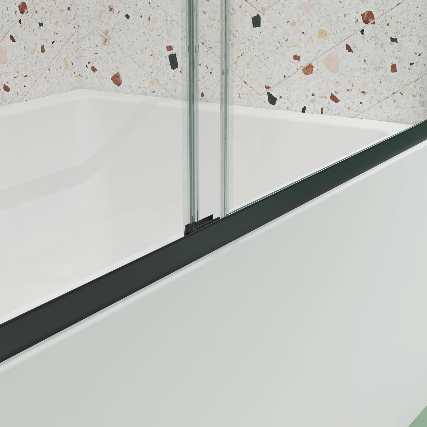 Sleek Sliding Shower Door with Matte Black Finish