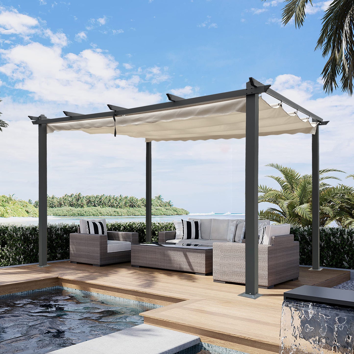 Stylish Outdoor Retractable Pergola with Canopy