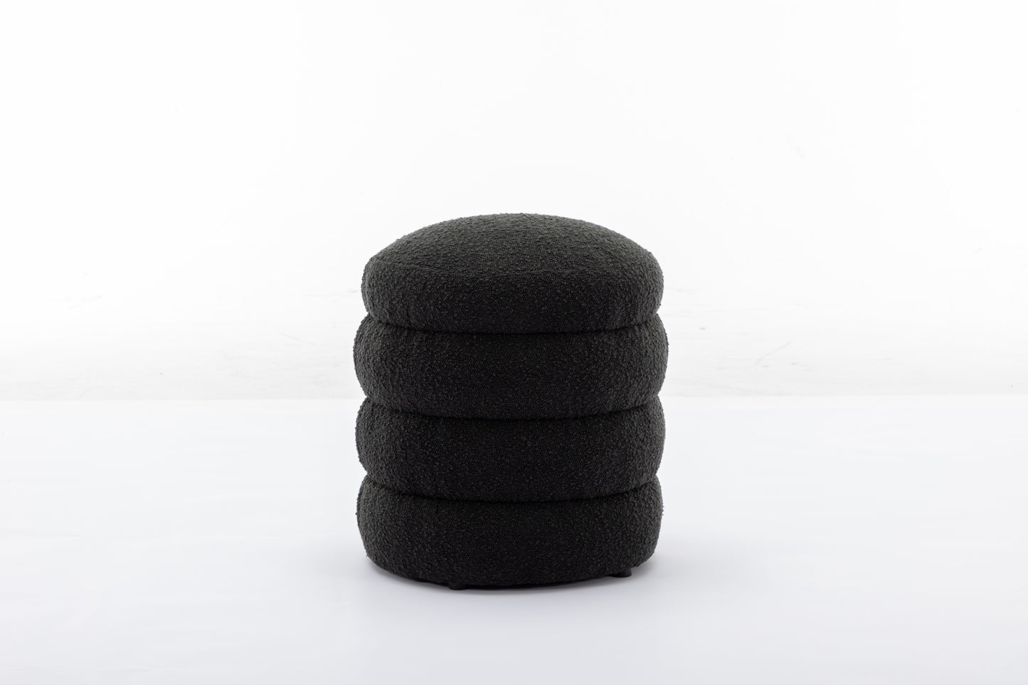 Chic Black Boucle Ottoman