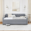 Linen Grey Daybed with Trundle and USB Charging