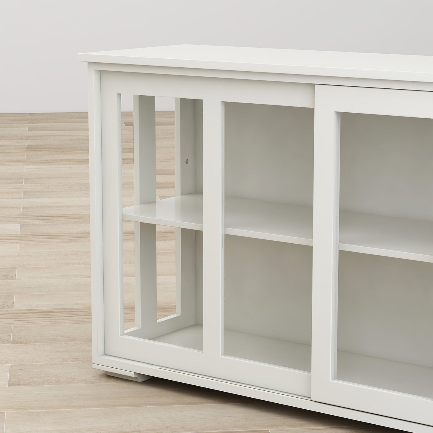 Sleek White Glass Cabinet