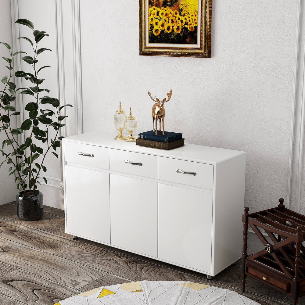 Chic White Three-Door Side Table