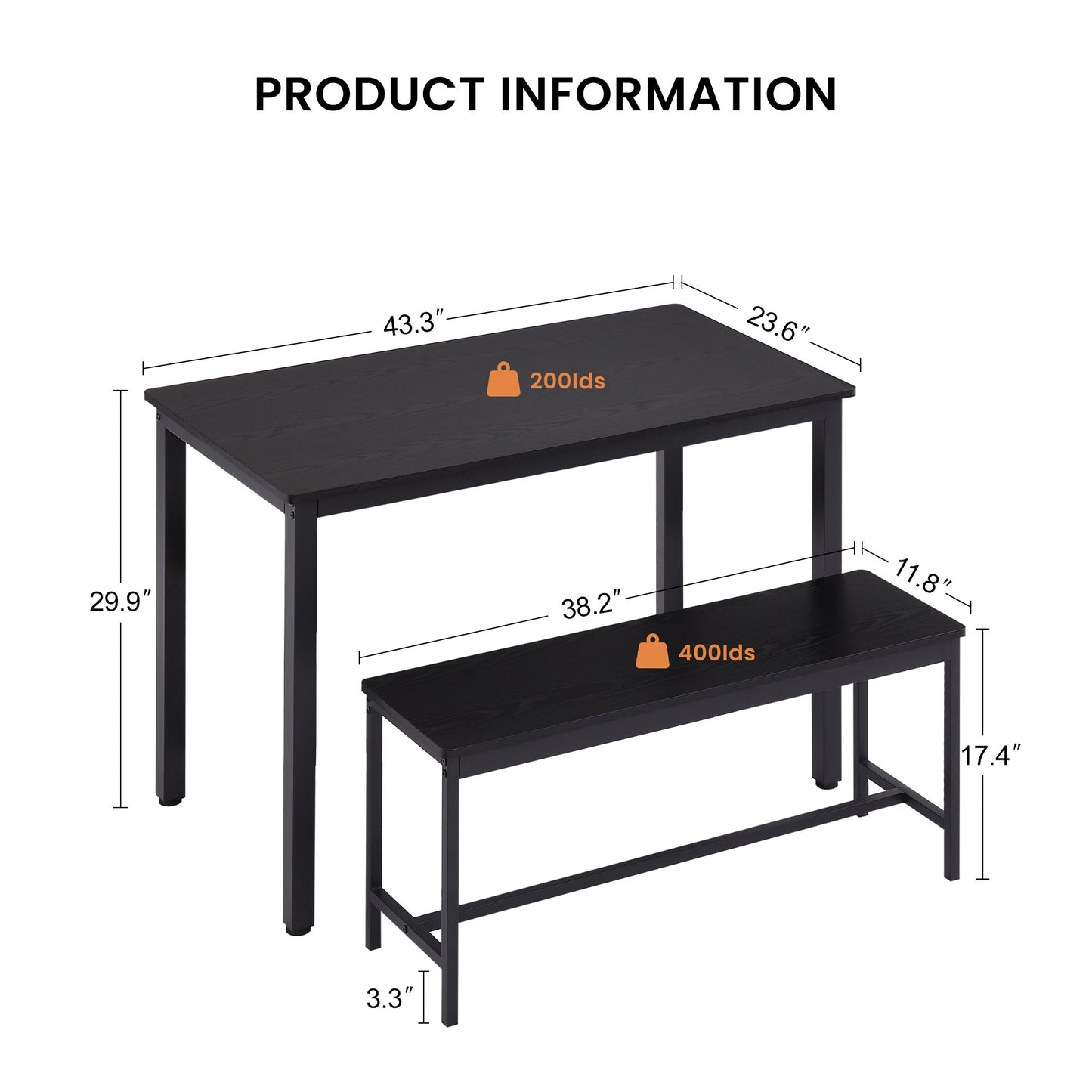 Stylish Industrial Dining Set with Benches