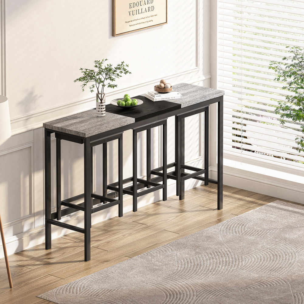 Stylish Grey & Black Kitchen Pub Table with Stools