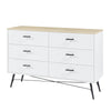 Chic White & Oak 6-Drawer Dresser