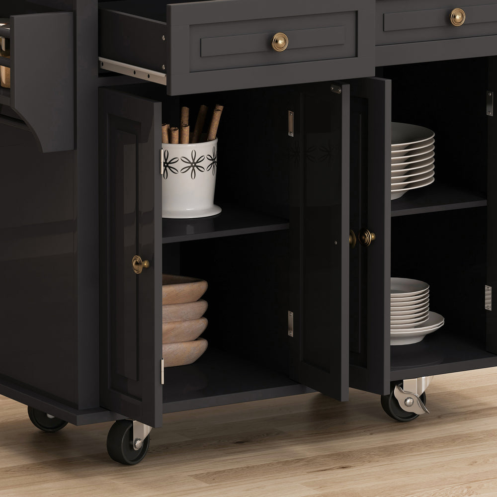 Versatile Kitchen Island Cart with Storage and Locking Wheels