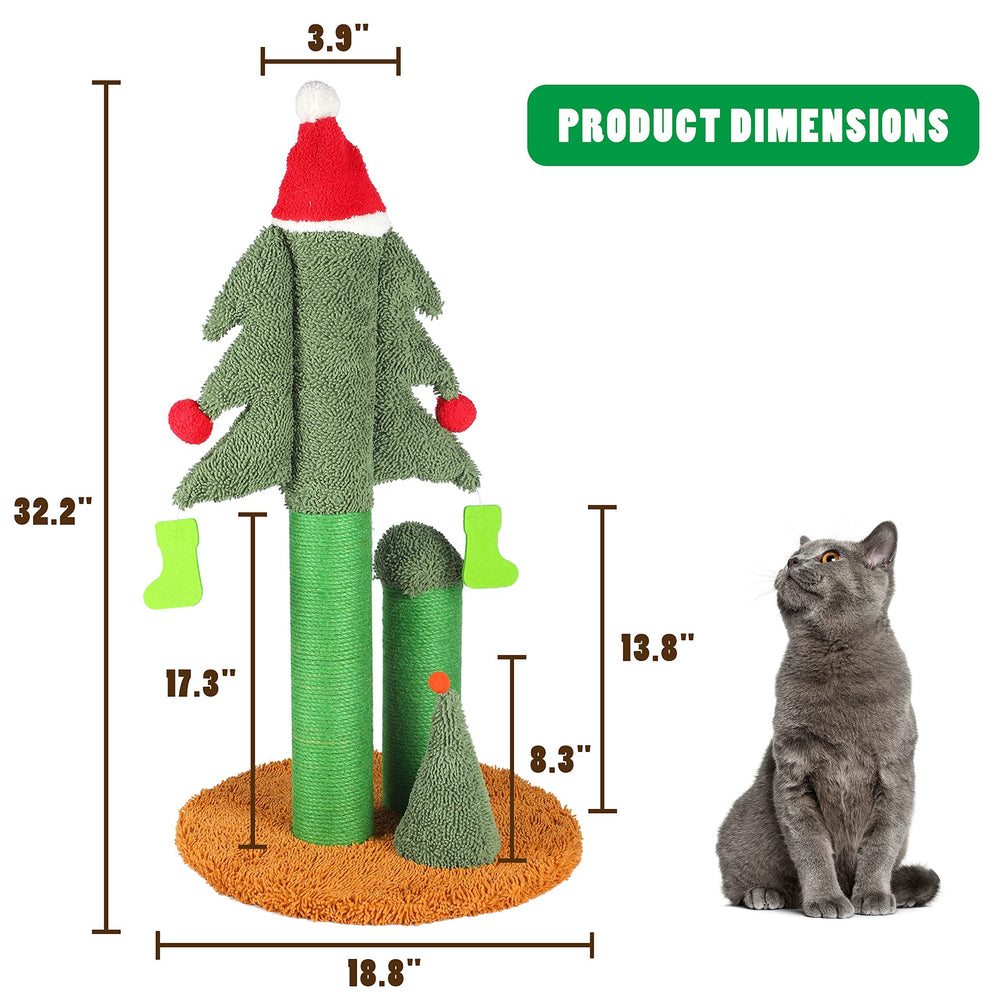 Festive Cat Tree Scratcher with Teaser Balls