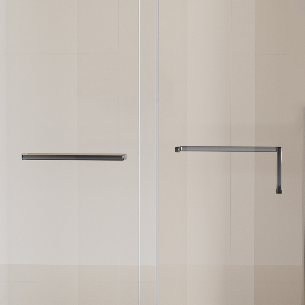 Sleek Sliding Soft-Close Shower Door with Tempered Glass & Matte Black Finish