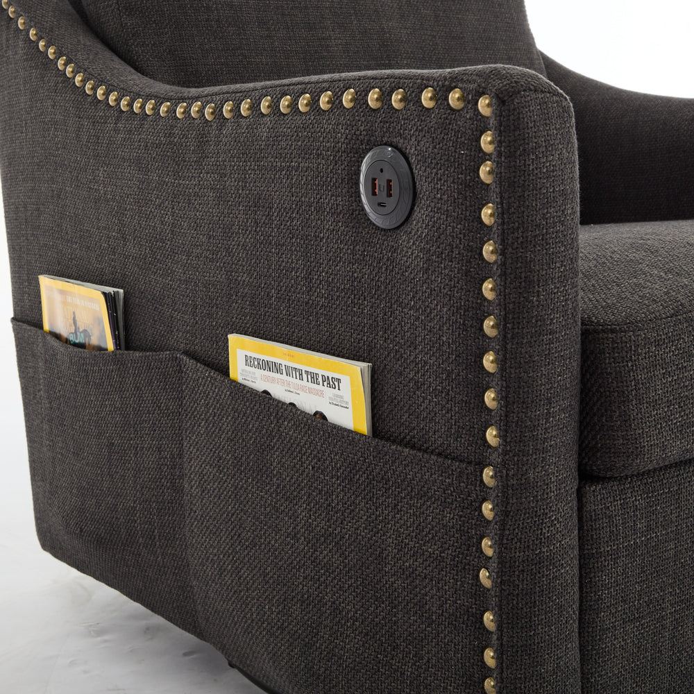 Chic Swivel Accent Chair with USB & Storage