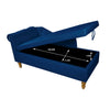 Velvet Navy Lounge Chair with Storage & Pillow