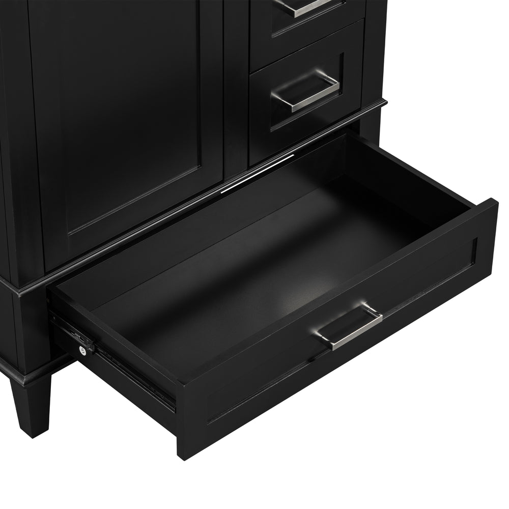 Sleek Black Bathroom Vanity with Sink and Soft-Close Storage