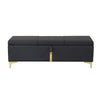 Chic Black Storage Ottoman with Metal Legs