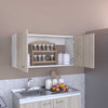 Sleek Two-Door Wall Cabinet in White & Light Gray