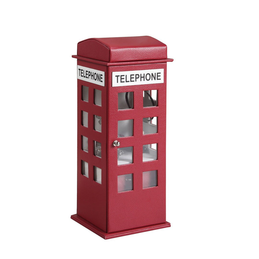 Charming Burgundy Leather Telephone Jewelry Box