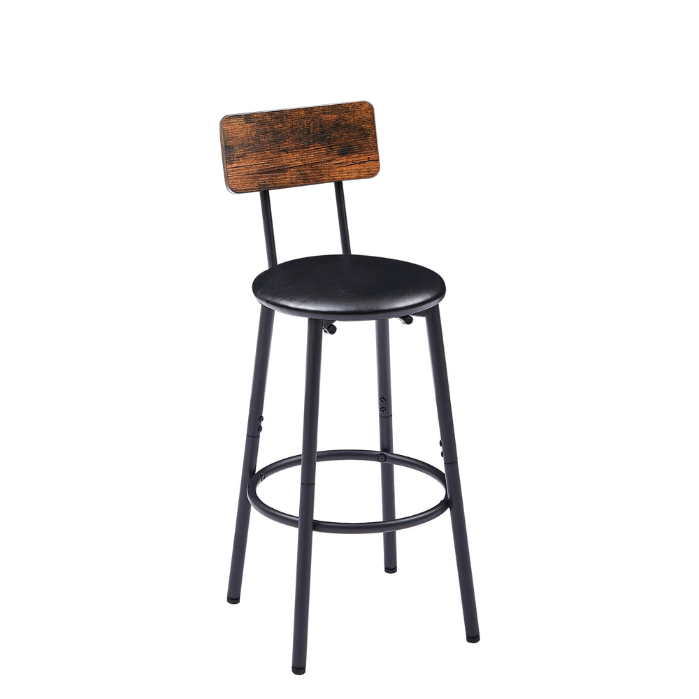 Rustic Charm Bar Stool Duo with Shelf and Backrest