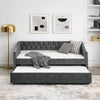 Chic Grey Daybed with Trundle & Stylish Tufted Design